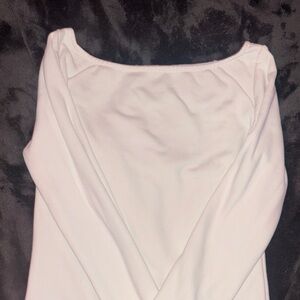 Stylish Off Shoulder Long Sleeve Top in Soft White / Cream
